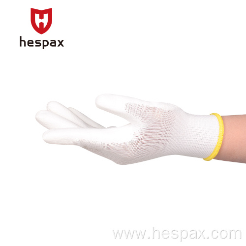 Hespax Durable Wear Gloves Mechanic Work White PU